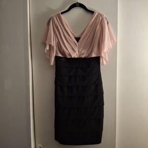 Enfocus Studio Women's Blush Pink And Black Midi Dress